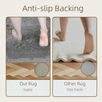 5x7 Solid Fluffy Grey Area Rug – Washable, Durable,Large Living Room Rug, Non-Slip High Pile Shag Rugs for Bedroom, Bedside, Dorms, Nursery Rooms, Kids Room, Soft Indoor Floor Carpet Decor