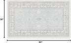 RUGGABLE Washable Vintage Area Rug – Verena Soft Blue 3x5, Stain-Resistant, Non-Slip – Small Machine Washable Rugs for Living Room, Bedroom, Hallway, Entryway & Office–with Standard Pad