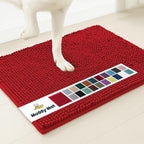Muddy Mat® Shown on TV – Super Absorbent Microfiber Dog Door Mat for Muddy Paws, Non-Slip Washable Pet Rug, Quick Dry Chenille Entryway Carpet, Machine Washable Indoor Outdoor mat, Red 28"x18"