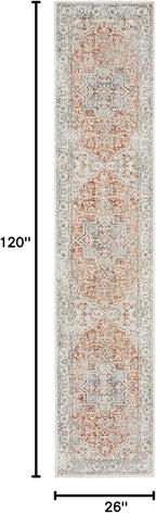 Nourison Home Astra Machine Washable Traditional Gold/Multicolor 2'2" x 10' Area Rug, Easy Cleaning, Non Shedding, Bed Room, Living Room, Dining Room, Kitchen (2x10)