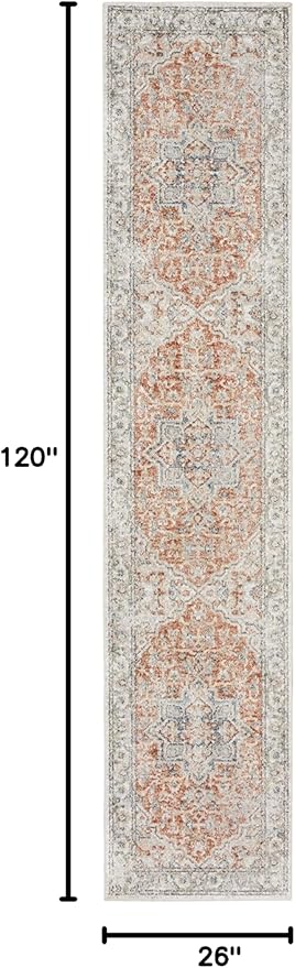 Nourison Home Astra Machine Washable Traditional Gold/Multicolor 2'2" x 10' Area Rug, Easy Cleaning, Non Shedding, Bed Room, Living Room, Dining Room, Kitchen (2x10)