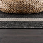 CAMILSON Outdoor Rug 5x7,Modern Outside Rugs for Patios Porches Waterproof Durable Washable Non-Shedding, Easy-to-Clean Indoor Outdoor Area Carpet (5 x 7, Bordered - Dark Gray/Light Gray)