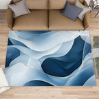 3x4 Abstract Lines Rugs for Entryway - Blue-White-Waves Kids Bedroom Rug, Modern Abstract Mudroom Rug Soft for Coffee Shop Living Room Under Table Game Room