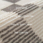 Revival Rugs Gambit 6'7"x9' Checkered Rug Washable Area Rug for Living Room Bedroom - 100% Recycled Oeko-TEX Certified, Medium Pile, Gray, Beige