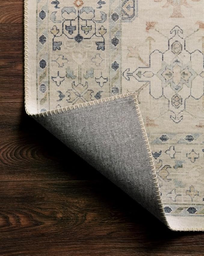 Loloi Hathaway Collection HTH-04 Beige/Multi 3'-6" x 5'-6", .25" Thick Accent Rug, Soft, Durable, Printed, Modern, Low Pile, Non-Shedding, Easy Clean, Living Room Rug
