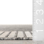Nuloom Asha Grey/Ivory, 6'7" x 9', Casual, Striped Border, Soft and Cozy, High Traffic, Stain Resistant, Easy Clean, Durable Area Rug for Indoor/Outdoor Patio, Deck, Porch, Garden, Courtyard