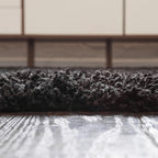 Unique Loom Solid Shag Collection Area Rug (5' 1" x 8' Oval, Jet Black)