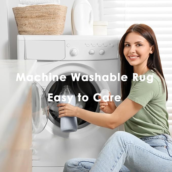 VK VK·LIVING Machine Washable Rug 4'x6' Vintage Design Washable Area Rugs with Non Slip Rugs for Living Room Bedroom Traditional Woven Carpet Stain Resistant,Home Decor Office Boho Rug, Blue&Orange