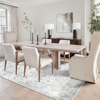 Washable 10×12 Area Rugs for Living Room, Vintage Floral Rug Soft Non Slip Stain Resistant Boho Carpet for Bedroom Dinning Room Kitchen Home Office Grey