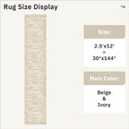 Runner Rug 2'6" x 12' Washable Non-Slip Runner Rugs for Kitchen Bathroom Laundry Room Vintage Ultra Thin Runners for Hallway Entryway Beige