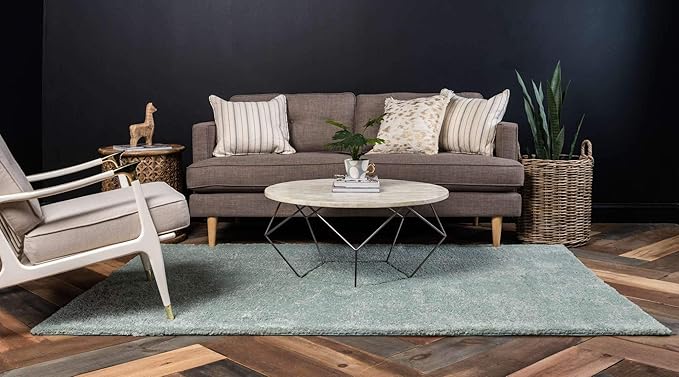 Unique Loom Solo Collection Area Rug - Calabasas (7' 10" x 10' Rectangle, Light Blue)