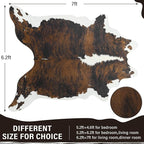 AROGAN Western Decor Faux Fur Cowhide Rug, 6.2x7 Feet Premium Animal Skin Cow Hide Rug, Sturdy Cow Print Rugs for Wall Decor, Western Floor Carpet for Bedroom Living Room, Black and Brown