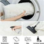 Soft Fluffy Rugs for Bedroom, Cream White Fuzzy Shaggy Oval Bedside Area Rug Set of 2, Non-Slip Cozy Plush Shag Carpet for Kids Room Nursery Dorm Living Room, 2.6 x 5.3 Feet