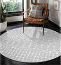 Lahome Moroccan Round Washable Rug 3Ft Small Circle Soft Non-Slip Grey Bathroom Rug, Stain Resistant Low Pile Entryway, Modern Geometric Print Indoor for Kitchen Sofa Doorway