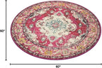 SAFAVIEH Monaco Collection Area Rug - 5' Round, Pink & Multi, Boho Chic Medallion Distressed Design, Non-Shedding & Easy Care, Ideal for High Traffic Areas in Living Room, Bedroom (MNC243D)