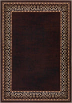 Antep Rugs Alfombras Bordered Modern 3x5 Non-Slip (Non-Skid) Low Pile Rubber Backing Indoor Area Rug (Brown, 3' x 5')
