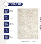 Abani Terra Cream Area Rug for Living Room, Bedroom - Rustic Modern Pattern - 6' x 9' - Durable & Easy to Clean