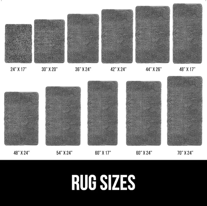 GORILLA GRIP Bath Rug Mat 30x20, Thick Soft Absorbent Chenille, Quick Dry Microfiber Mats, Rubber Backing Washable Shower Floor Rugs, US Designed Bathroom Bathmat Home Decor Accessories, Grey