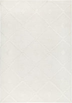 Antep Rugs Palafito 6x9 Geometric Shag Diamond High-Low Pile Textured Indoor Area Rug (White, 6'7" x 9')