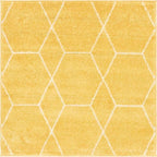 Unique Loom Trellis Frieze Collection Area Rug - Geometric (3' Square, Yellow/ Ivory)
