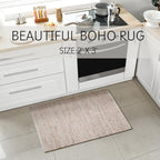 Savi Home Jute Cotton 24 x 36 Hand Woven Natural Farmhouse Area Rug for Living Room Bedroom Kitchen Hallway Entryway- Rustic Vintage Bohemian Decor