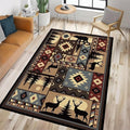 Rustic Cabin Wildlife Area Rug 5x7 Living Room Rug,Buffalo Plaid Bear Moose Deer Country,Vintage Throw Rugs Carpet for Dining Room Washable Bedroom Rug Non Slip Floor Carpets for Office,Kids Playroom