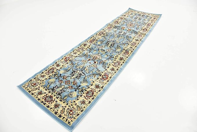 Unique Loom Sialk Hill Collection Area Rug - Washington (2' 7" x 10' Runner Light Blue/Navy Blue)