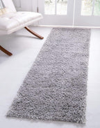 Unique Loom Davos Shag Collection Area Rug - Solid (2' 7" x 10' Runner, Sterling)