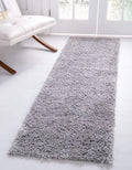 Unique Loom Davos Shag Collection Area Rug - Solid (2' 2" x 6' 9" Runner, Sterling)