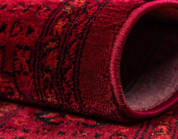 Unique Loom Tekke Collection Over-Dyed Saturated Traditional Torkaman Area Rug (5' 0 x 8' 0 Rectangular, Red/Black)