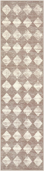 Lahome Moroccan Treills 2x8 Washable Hallway Runner Rug, Non Slip Bathroom Kitchen Carpet Runners, Checkered Modern Soft Runner for Entryway Living Room, Beige