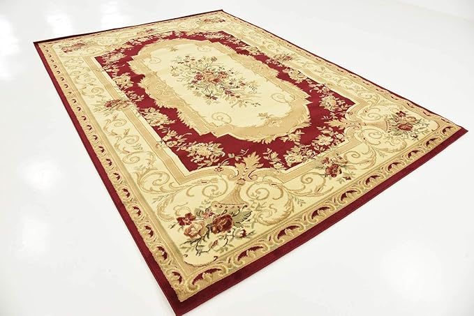 Unique Loom Versailles Collection Traditional Classic Floral Motif Area Rug (7' 0 x 10' 0 Rectangular, Burgundy/ Ivory)