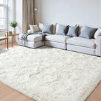 Beglad Shag Rugs for Living Room, Cream White Area Rugs 5x7 Feet Upgrade Anti-Skid Modern Minimalist Style Memory Foam Rugs for Bedroom, Indoor Carpet Suitable for Girls and Adults Room Decor