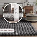 Nuloom Jeni Dark Grey, 6' x 9', Solid Faux Rabbit, Fluffy and Cozy, High Traffic, Stain Resistant, Easy Clean, Durable Washable Area Rug for Bedroom, Living Room, Dining, Den, Foyer, Entryway