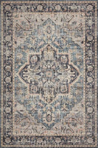 Loloi Hathaway Collection HTH-01 Navy/Multi 3'-6" x 5'-6", .25" Thick Accent Rug, Soft, Durable, Printed, Modern, Low Pile, Non-Shedding, Easy Clean, Living Room Rug