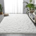 Large Shag Area Rugs 8 x 10, Plush Fuzzy Rugs for Living Room, Ultra Soft Fluffy Furry Rug for Bedroom, Indoor Carpet Nursery Rugs for Kids Room Home Decor, White