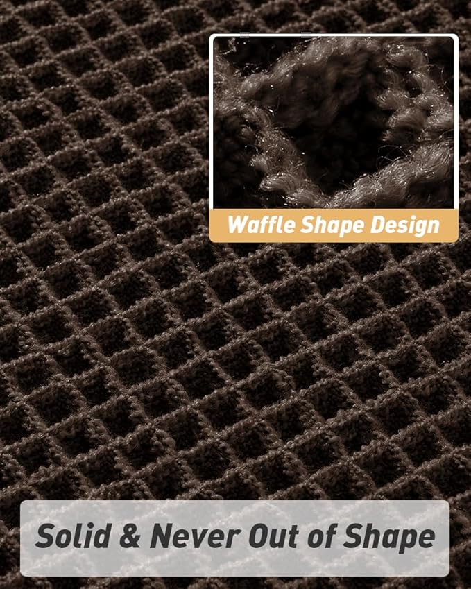 AMOAMI Upgraded Waffle Bath Mat, Super Absorbent Non Slip Bath Mats for Bathroom Floor, Machine Washable Bathroom Rugs with Tassels, Rubber Backed Bathroom Mats, Ultra Soft, 17" x 24", Chocolate