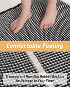 AMOAMI Upgraded Waffle Runner Rug Super Absorbent Non Slip Bath Mats for Bathroom Machine Washable Bathroom Runner Rug with Tassels, Ideal for Hallway Bedroom Laundry Room, 2' x 5', Black & Cream