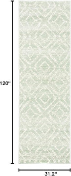 SAFAVIEH Adirondack Collection Runner Rug - 2'6" x 10', Green & Ivory, Modern Diamond Distressed Design, Non-Shedding & Easy Care, Ideal for High Traffic Areas in Living Room, Bedroom (ADR131Y)