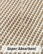 AMOAMI Upgraded Waffle Bath Mat, Super Absorbent Non Slip Bath Mats for Bathroom Floor, Machine Washable Bathroom Rugs with Tassels, Rubber Backed Bathroom Mats, Ultra Soft, 20" x 32",Brown & Cream