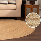 REDEARTH · Round Area Rug - 5 Feet Braided Natural Jute Rug- Artisan Made Reversible Boho Jute Rugs for Bedroom - Kitchen - Living Room - Farmhouse - Home Decor - Handmade Rustic Vintage Décor