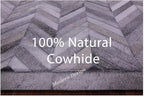 Modern Design Premium Cowhide Leather Carpet with Chevron Pattern, Area Rug (Natural Multi Grey, 4x6)
