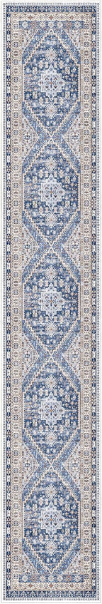 zesthome Washable Runner Rug 2.5x12 - Stain Resistant Entryway Rug,Ultra-Thin Kitchen Rugs, Anti Slip Backing Runner Rugs for Entrance Laundry Room Indoor Hallway (Blue/Beige,2.5'x12')