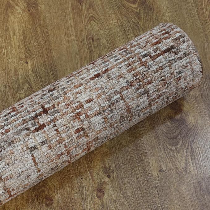 Rugsotic Carpets Hand Tufted Wool ECO-Friendly Area Rugs - 8'x10', Rectangle Shape, Beige & Brown, Solid Plain Design, High Pile Thick Handmade Area Rugs for Living Room, Bed Room (KWC111)