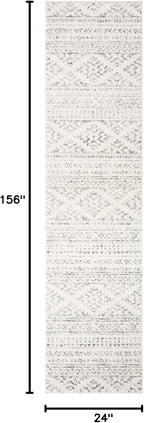 SAFAVIEH Tulum Collection Runner Rug - 2' x 13', Ivory & Grey, Moroccan Boho Tribal Design, Non-Shedding & Easy to Clean, Ideal for Living Room, Hallway, Foyer, Bedroom (TUL272A)