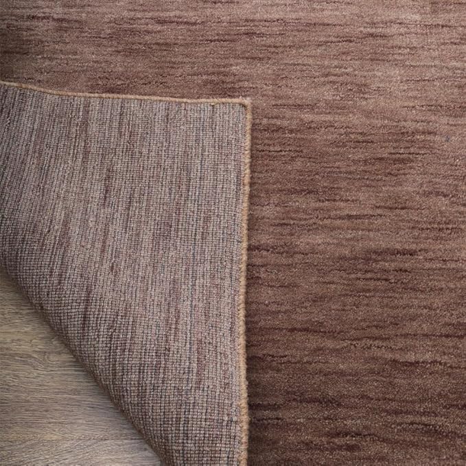 Hand Knotted Loom Wool ECO-Friendly Area Rugs - 10'x10', Square, Light Brown Color, Solid Plain Design, High Pile Handmade Anti Skid Area Rugs for Living Room, Bed Room (L00111)