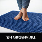 GORILLA GRIP Front Door Mat, Indoor Outdoor Ultra Absorbent HydroAbsorb Doormat, Absorbs Up to 1.7 Cups of Water, Stain and Fade Resistant, Rubber Backing Doormats, Captures Dirt, 29x17 Blue