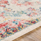 Livabliss Area Rugs - 8x10 Odelia Vintage Boho Red Off-White Blue Area Rug for Living Room Bedroom - Floral Medallion Stain Resistant Carpet for Kitchen, Nursery, Office (7'10" x 10')