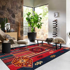 Vintage Boho Area Rugs Multicolor Ethnic Style Geometric Splicing Carpets Bedroom Living Room Kitchen Floor Mats Indoor Outdoor Non-Shedding Runner Rug Home Décor Carpet 4.2' X 6.2'