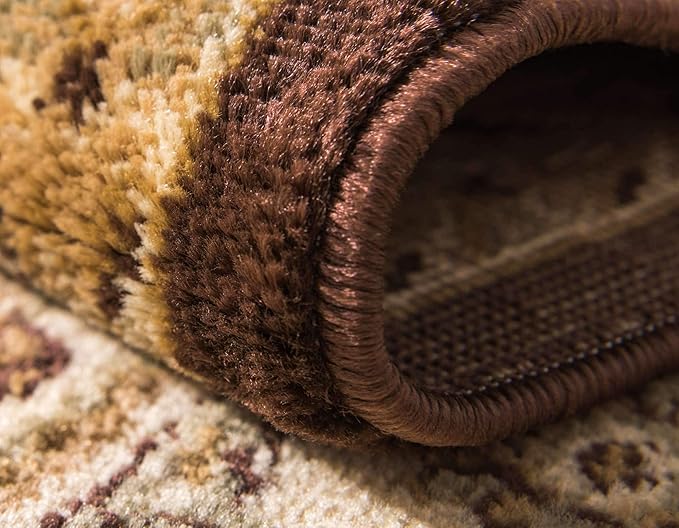 Unique Loom Versailles Collection Traditional Classic Medallion Floral Motif Area Rug (7' 0 x 10' 0 Rectangular, Brown/ Ivory)